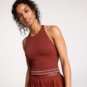 Calia Brown Ribbed Exercise Tank